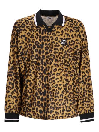 Obey animal-print Long Sleeve Polo Shirt - Brown