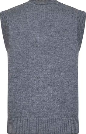 Ami Mens Knit Vest Ami De Coeur Grey Merino Wool Knitwear Sweater