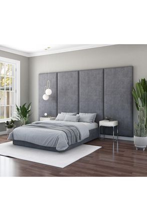 Aspire Home Accents Large Upholstered Headboard Wall Panel, UK Made in Grey