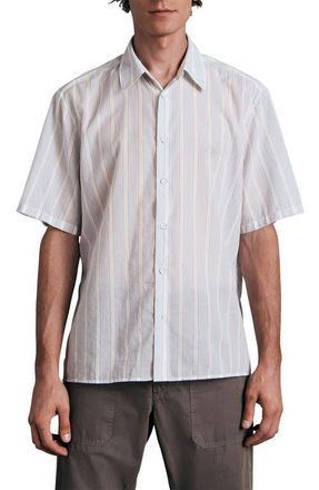 Rag & Bone Dalton Stripe Short Sleeve Button-Up Shirt in Blustripe at Nordstrom, Size Small