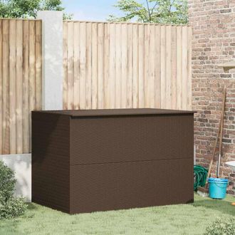 Berkfield Home Garden Storage Box Brown 150x100x100 cm Poly Rattan | Size: 150 x 100 x 100 cm