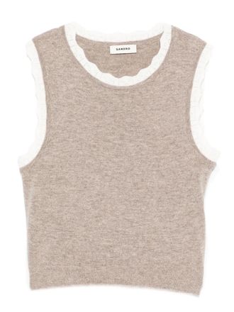 Sandro sleeveless top - women - Cashmere/Viscose/Polyester/Polyamide/Elastane/RWS Wool/Wool - 0 - Neutrals