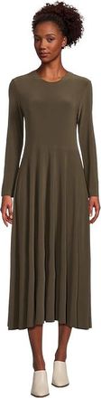 Norma Kamali Long Sleeve Flared Dress Womens Dress Bark : XL (Womens 10), Jersey/Polyester/Spandex