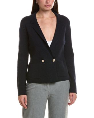 Bruno Magli Contrast Trim V-Neck Wool Cardigan