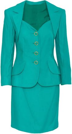 Vintage Tailleur in lino con gonna - Verde