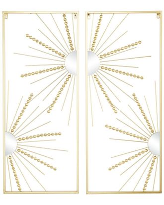CosmoLiving by Cosmopolitan Cosmoliving By Cosmopolitan Set Of 2 Geometric Metal Half Moon Mirror Wall Decor With Frame