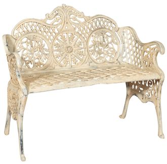 Biscottini International Biscottini - Banco De Jard&iacute;n De Hierro Fundido 110x55x90 Sof&aacute; De Exterior Banco Liberty Con Reposabrazos Silla De 2 Plazas Banco De Hierro