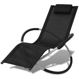 vidaXL Tumbona Geom&eacute;trica De Jard&iacute;n Acero Negro Y Gris Vidaxl