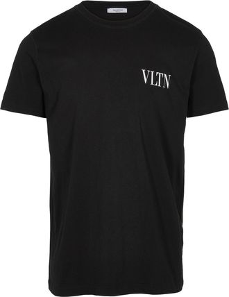 Valentino Mens Small VLTN Logo T-Shirt in Black Cotton - Size Small
