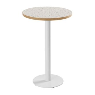 Oviala Table alta redonda 60 cm pie blanco y revestimiento terrazzo