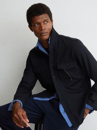 Reiss Navy Twin-pocket Button-through Overshirt, Xxl