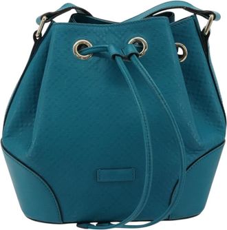 Gucci Bright Bucket Diamante Leather Blue Leather Handbag (Pre-Owned)