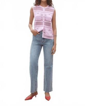 Suncoo Womens Geos Open Weave Sleeveless Cardigan In Rose