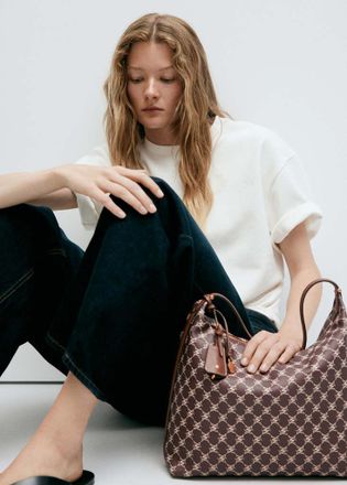 Mango Borsa da spalla media logo bordeaux - Donna - Taglia unica - MANGO