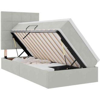 vidaXL Storage Bed with Mattress Light Grey 100 x 200 cm Velvet vidaXL