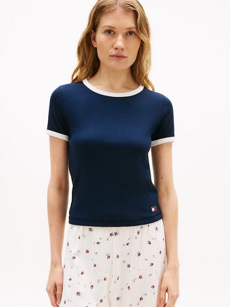 Tommy Hilfiger Womens Ringer Sleep T-Shirt - Navy - XL