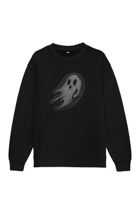 Dalix Ghost Garden Fleece Sweatshirt in Black at Nordstrom, Size Xxx-Large