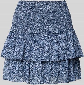 Michael Kors Minirock mit Volantsaum und Smok-Details in Marine, Gr&ouml;&szlig;e XS