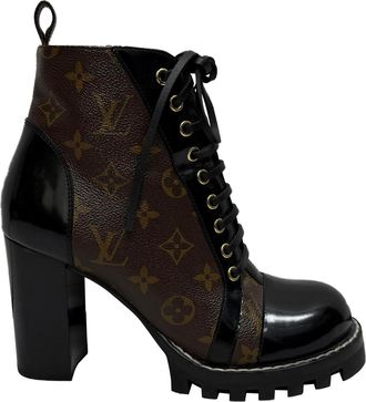 Louis Vuitton Pre-owned Womens Star Trail Monogram Ankle Boots in Brown Coated Canvas - Size EU 39