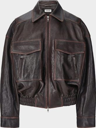 Staud Eugene Distressed Leather Jacket