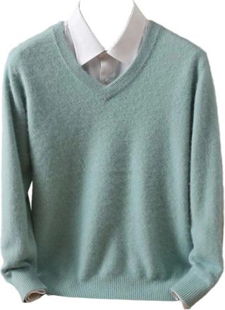 Generic Mens Winter Mink Cashmere V-Neck Pullover Knit Warm Jumper Long Sleeve Top