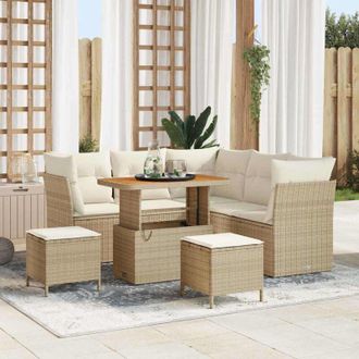 vidaXL Vidaxl - Conjunto De Sof&aacute; De Jard&iacute;n 8 Pcs Beige Y Crema 90 X 55 X 71 Cm