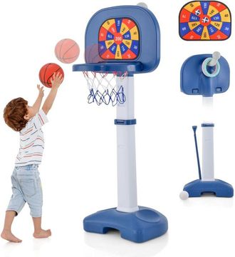 Costway Costway - 4 En 1 Canasta De Baloncesto Para Ni&ntilde;os, Juguete Ajustable De Canasta De Baloncesto Con Juegos De Lanzamiento De Anillos, Bola Pegajosa, Gol