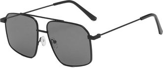 Generic Square Men Metal Sunglasses Women Large Frame Outdoor Sun Glasses(Black)