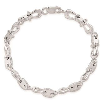 Diamond2Deal Sterling Silver Rhodium-plated Polished Mariners Link Bracelet 8