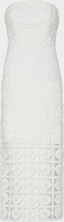 Milly Kait Strapless Tile Lace Midi Dress