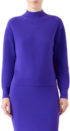 Akris Signature Virgin Wool & Cashmere Mock Neck Sweater in Ultra Violet at Nordstrom, Size 16