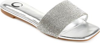 Journee Collection Grayce Square-Toe Slide in Silver at Nordstrom Rack, Size 6.5