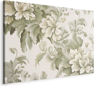 OEM Imagen - Flores Retro Vintage En Suaves Tonos Crema Y Verde / Flores Vintage En Tonos Claros