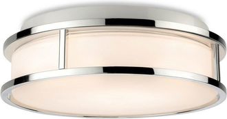 Netlighting Adelaide Bathroom Cylindrical LED Flush Ceiling Fitting Chrome with Opal White Glass IP44