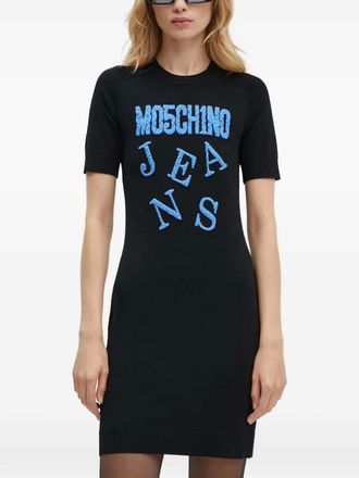 Moschino short-sleeve lettering mini dress - Black