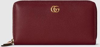 Gucci Bi-color GG Marmont Zip Around Wallet, Bordeaux, Leather