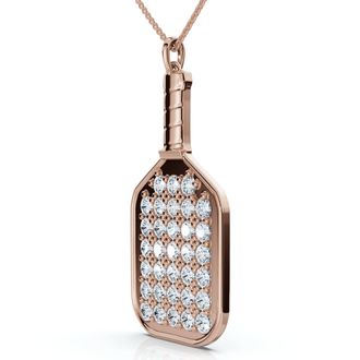 Pompeii3 1Ct Diamond Studded Pickleball Paddle Pendant Necklace 10k Gold Lab Grown