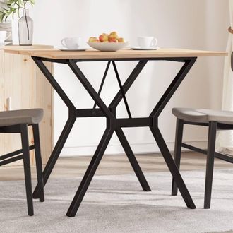 Berkfield Home Dining Table Y-Frame 80x80x75 cm Solid Wood Pine & Steel in Brown | Size: 80 x 80 x 75 cm