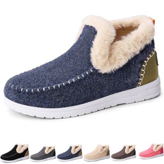 Generic Cozy Orthopedic Fleece Slip-On Boots, Winter Warm Plush Lined Non-Slip Comfort Shoes, for Men and Women (Blue,11.5)