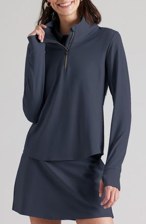 Rhone Course to Court Long Sleeve Quarter Zip Top in Navy Blue at Nordstrom, Size X-Small