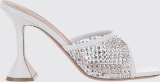 Amina Muaddi Mules Lupita in pelle e nylon a rete con strass