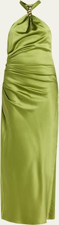 Veronica Beard Izaren Silk-Satin Halter Maxi Dress