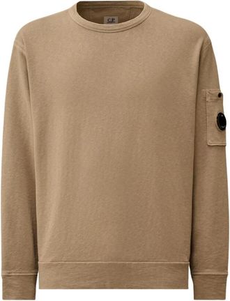 C.P. Company Malfil&egrave; Fleece Lens Crewneck - Heren - Ronde hals truien - Grijs - XL - Katoen - Truien & Vesten