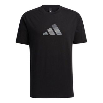 adidas Fi 3bar Tee Logo Casual Sports Round Neck Short Sleeve Black H39354