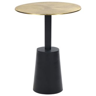 Beliani Mesa Auxiliar De Metal Dorado Negro 36 Cm Hecho A Mano Forma Geom&eacute;trica Tanami