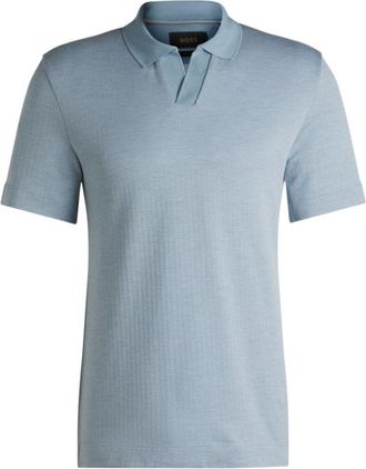 BOSS Dot-pattern polo shirt in cotton and silk