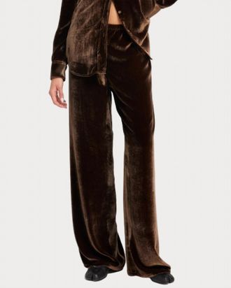 SPRWMN Silk Velvet Wide Leg Pants In Brown