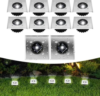 OEM Luces Solares De Suelo, Paquete De 10, Luces Solares De Jard&iacute;n Para Exteriores Ip65, Focos Solares Impermeables Para Exteriores Para Caminos, Entradas