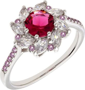 Bertha Sunglasses Juliet Collection Womens 18k WG Plated Red Flower Fashion Ring Size 5