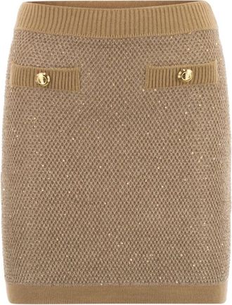 Elisabetta Franchi Honey Knit Short Skirt - Dames - Korte rokken - Beige - M - Rokken